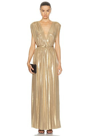 Norma Kamali Athena Gown in Metallic Gold | FWRD 
