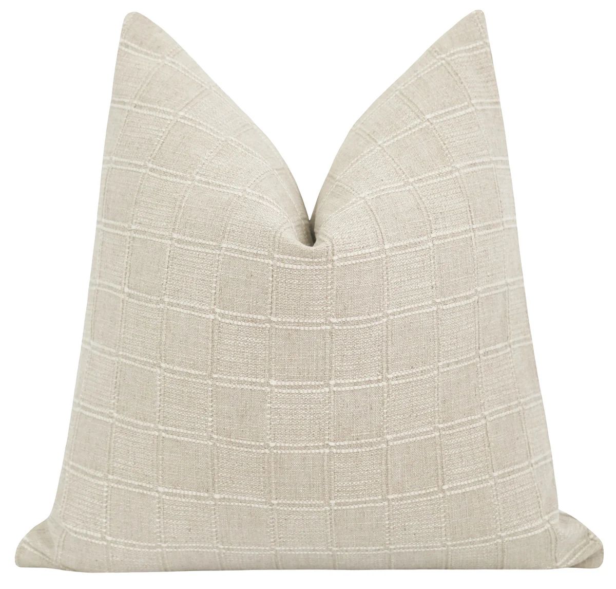 Siah Natural Linen Plaid Pillow | Land of Pillows