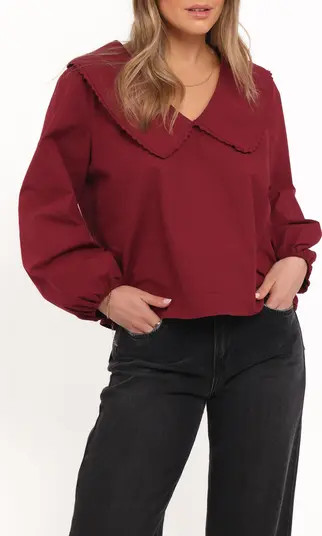 Kenna Collared Cotton Poplin Top | Nordstrom