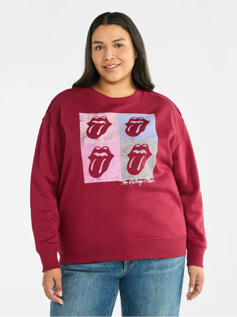 Terra & Sky Women's Plus Graphic Sweatshirt, Rolling Stones, Sizes 0X-4X | Walmart (US)