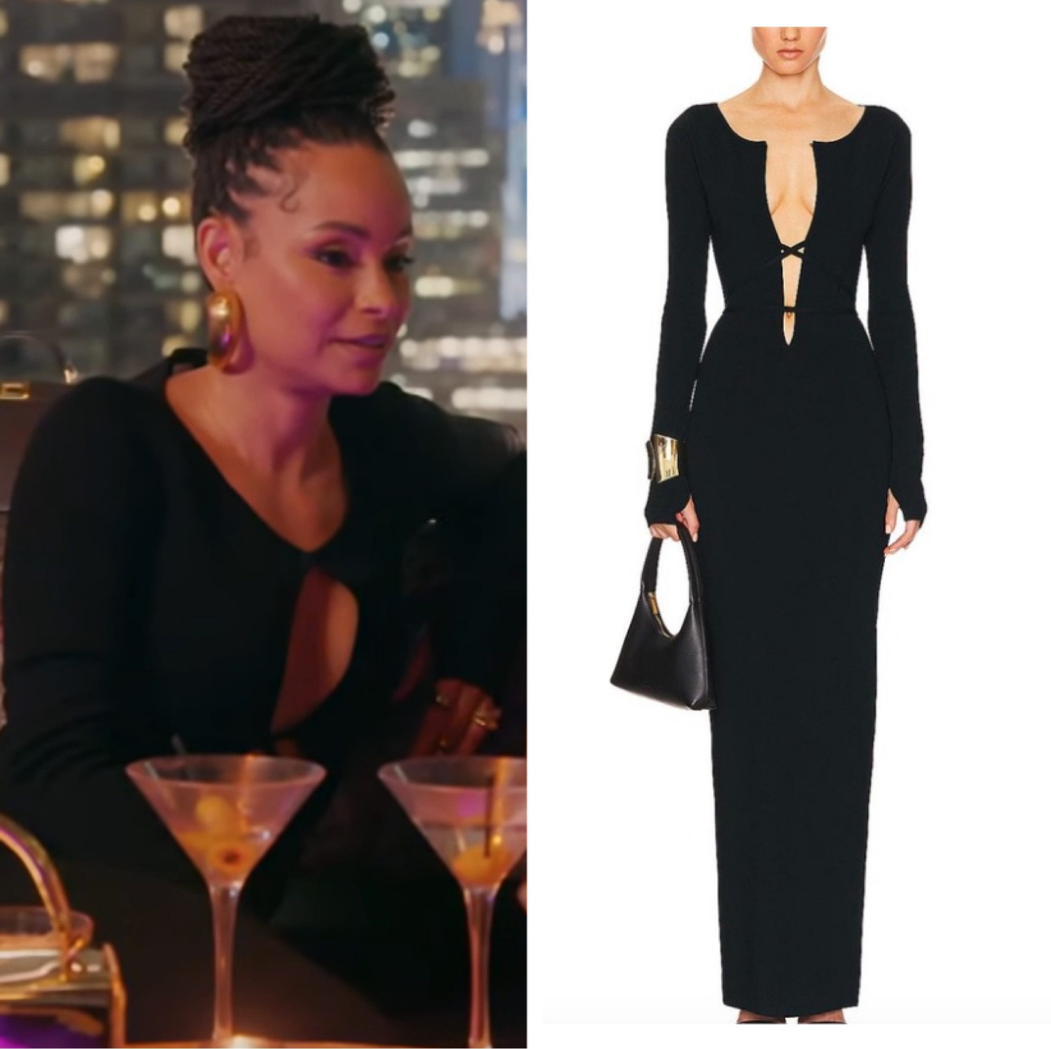 Sai De Silva’s Black Cutout Maxi Dress Info= @scoutthecity