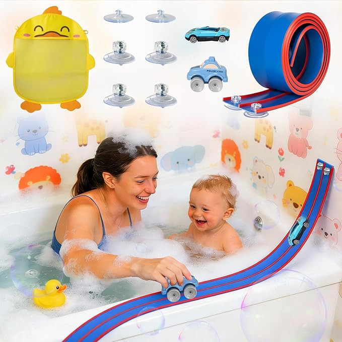 Race Car Bath Toy Set, Toddler Bath Toys, Flex Race Track Car Set, Kids Bathtub Gift, Including M... | Amazon (US)