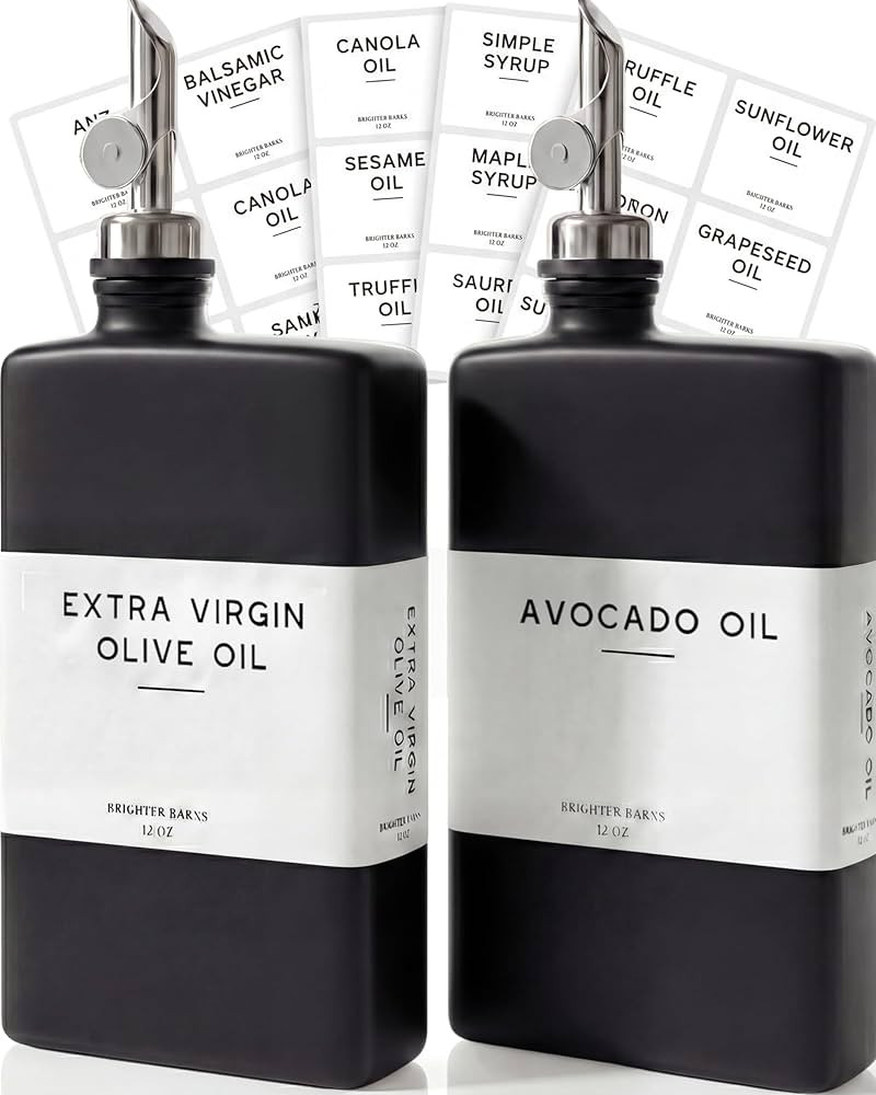 Black Glass Olive Oil Dispenser Bottle for Kitchen by Brighter Barns - Soy Sauce Dispenser, Coffe... | Amazon (US)