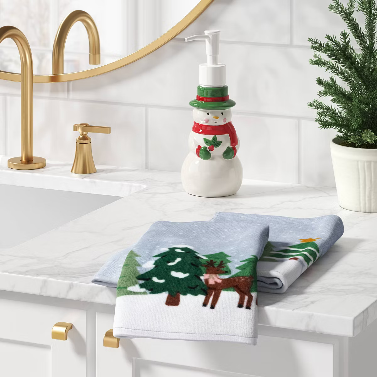 2pk Winter Scene Christmas Hand Towel Set Blue - Wondershop\u2122 | Target