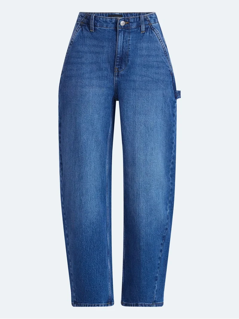 Free Assembly Women's High Rise Cropped Carpenter Barrel Jeans, 26" Inseam, Sizes 0-16 | Walmart (US)
