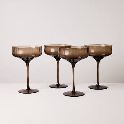 Set of 4 12oz Coupe Glasses Brown - Hearth & Hand™ with Magnolia | Target
