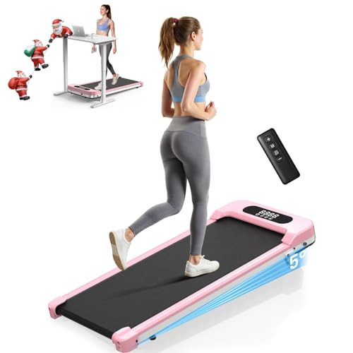 Walking Pad Treadmill - 2.5HP Low Noise Walking Pad with Incline, Small Desk Treadmill with 320LBS Capacity, Portable Compact Treadmills for Home Office, Remote Control & LED Display, Pink | Amazon (US)