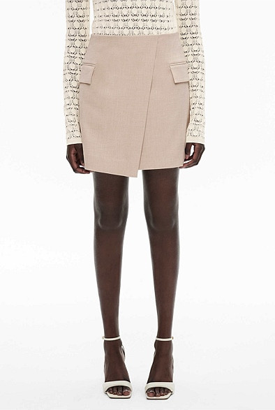 Tailored Wrap Yarn Dye Mini Skirt | Witchery (AU)