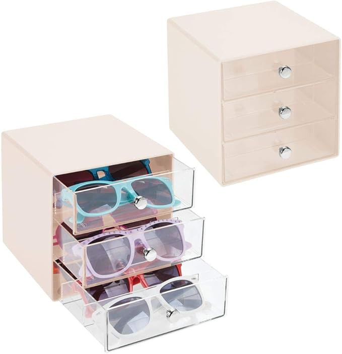 mDesign Stackable Plastic Eye Glass Storage Organizer Box Holder for Sunglasses, Reading Glasses,... | Amazon (US)