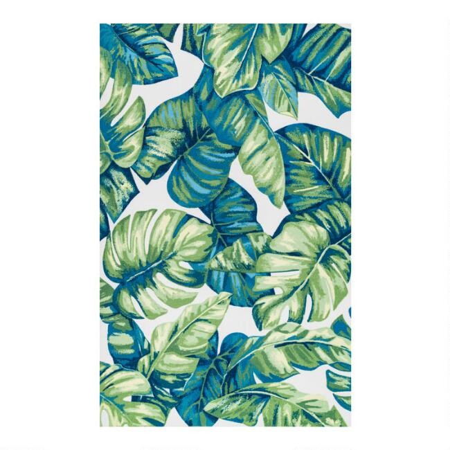Green Palm Print Indoor Outdoor Rug | World Market