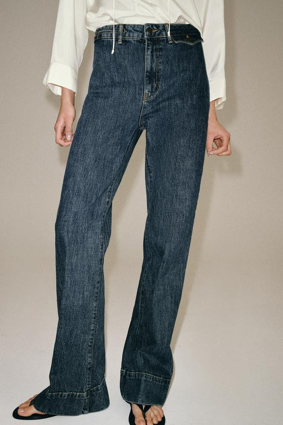 Zara - Zw Collection High-Rise Flare Jeans - Blue - 28 (Us 6) - Woman | Zara US