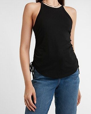 High Neck Ruched Side Tank | Express