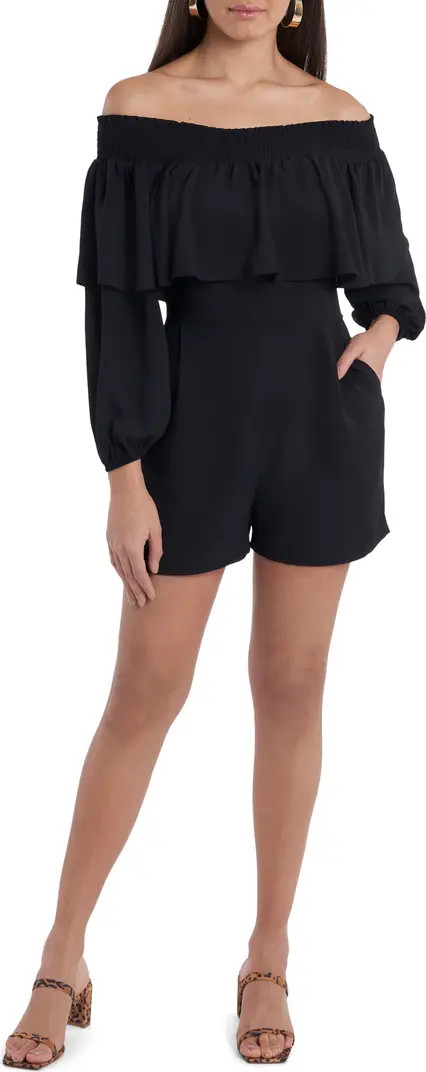 1.STATE Off-the-Shoulder Long Sleeve Romper | Nordstrom | Nordstrom