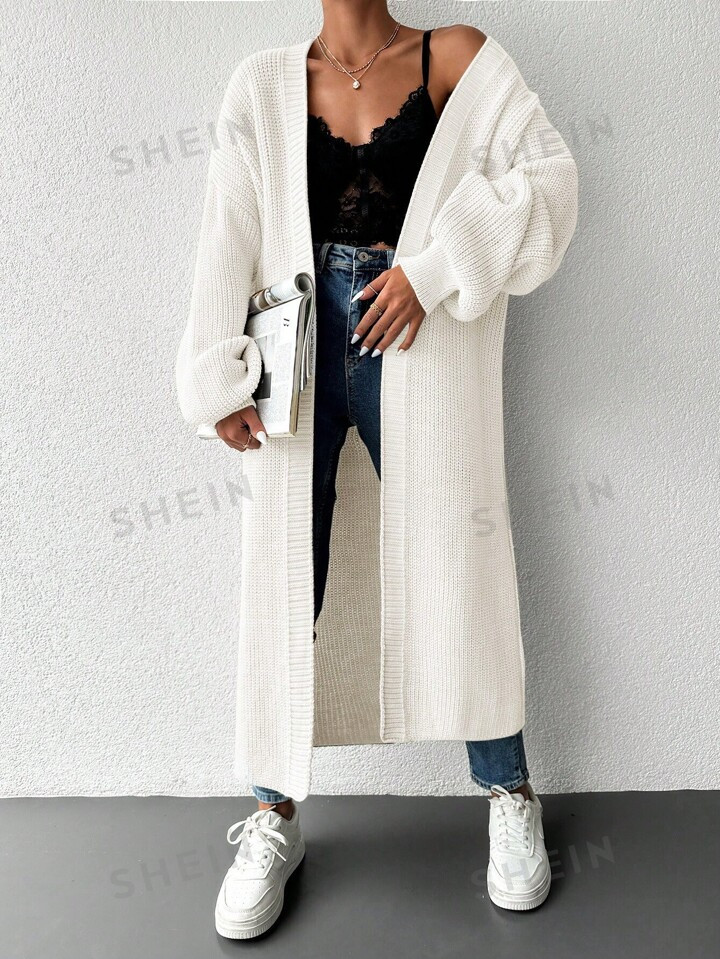 SHEIN Damen Strickjacke Mit V-ausschnitt Und Tief Angesetzter Schulter In Einfarbigem Design | SHEIN