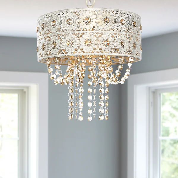 Wedgeworth 1 - Light Unique / Statement Drum Pendant with Crystal Accents | Wayfair North America