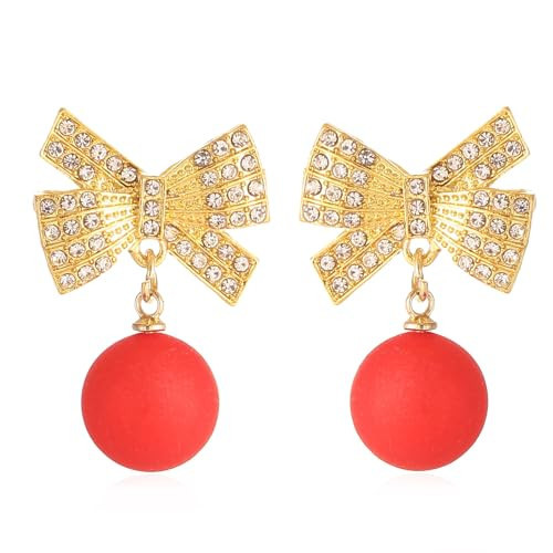 Red Bow Earrings for Women Bow Tie Dangle Earrings for Christmas Cute Bowknot Jewelry | Amazon (US)