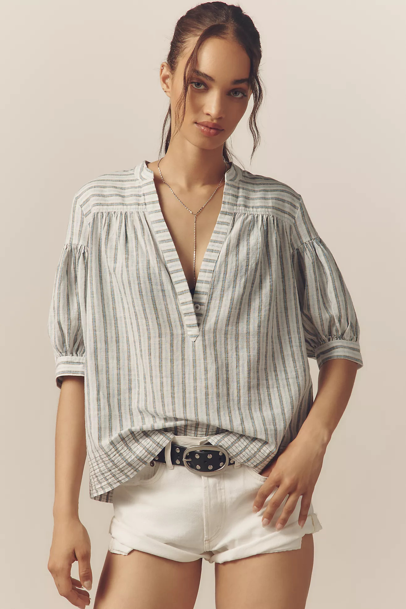 The Darcey Popover Swing Top: Linen Cotton Edition | Anthropologie (US)