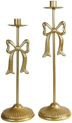 Bow Taper Candle Holders, Set of 2 Candle Stick Holders Set, Modern Decorative Centerpiece for Ta... | Amazon (US)