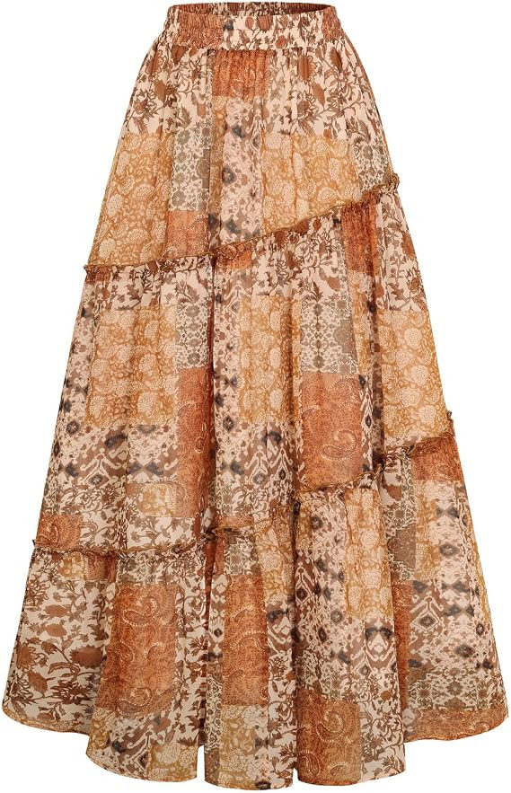 Scarlet Darkness Boho Maxi Skirt for Women Tiered Flowy Long Skirts with Pockets 2026 Summer Spri... | Amazon (US)