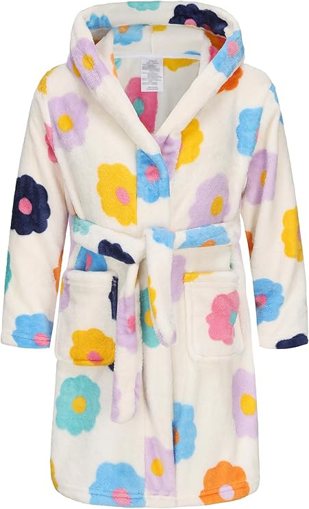Kids Hooded Bathrobe Girls Soft Plush Hooded Flannel Pajamas Sleepwear Boys Spa Robe | Amazon (US)
