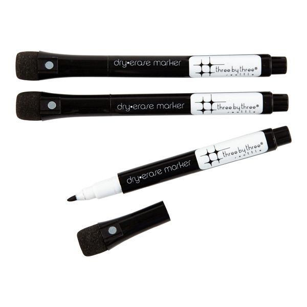 ThreeByThree Seattle Magnetic Dry Erase Markers Black Pkg/3 | The Container Store