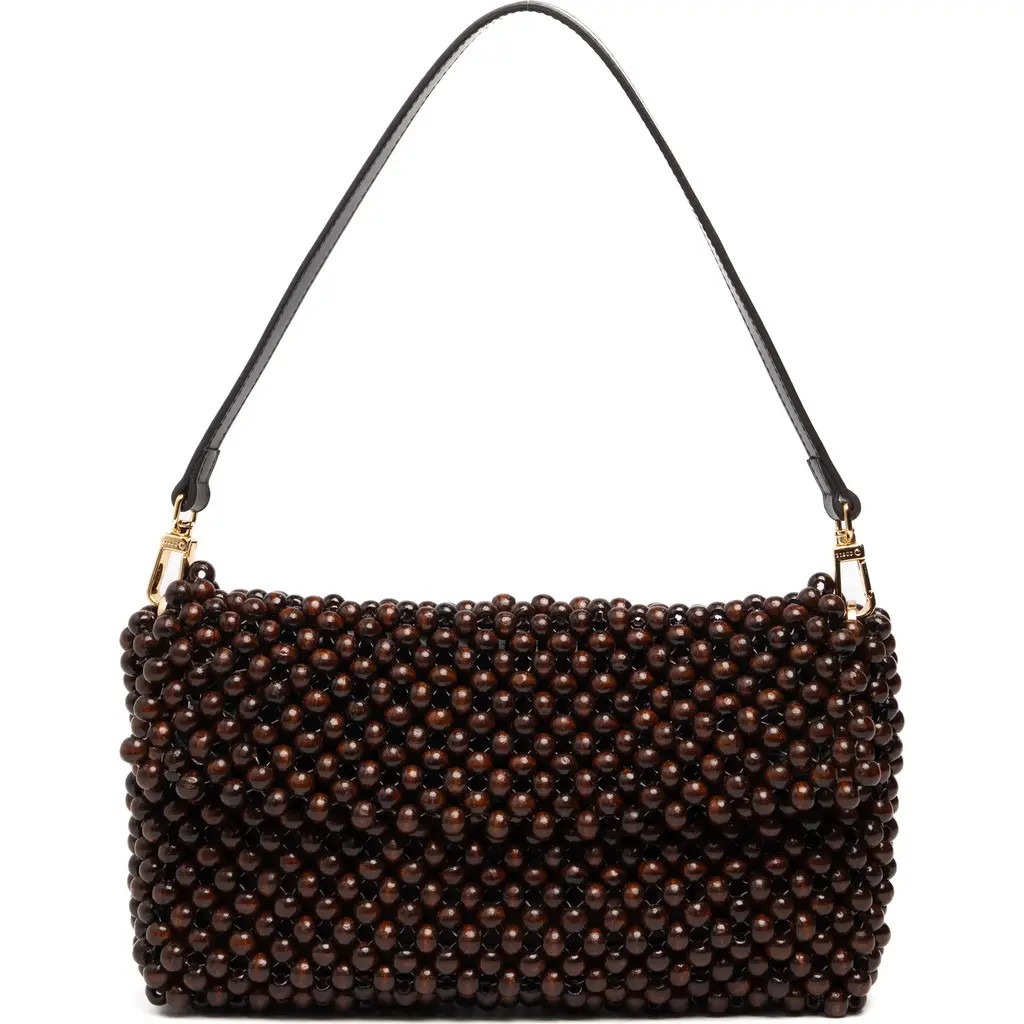 STAUD Timmy Beaded Shoulder Bag in Dark Brown at Nordstrom | Nordstrom