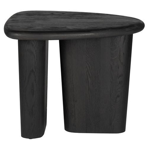 Laura Rustic Lodge Black Oak Wood Round Edge Statement Side Table | Kathy Kuo Home