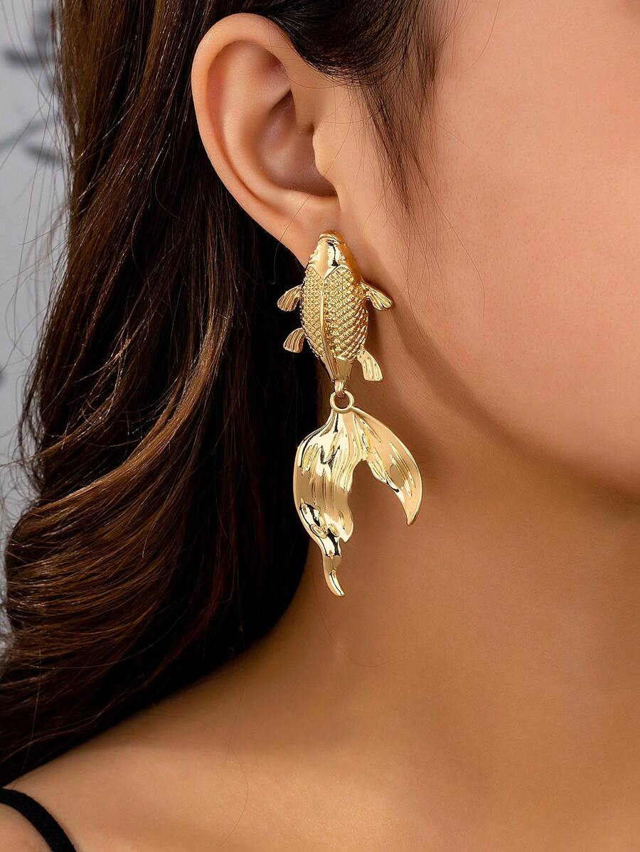 1 Pair Boho Style Goldfish Earrings | SHEIN
