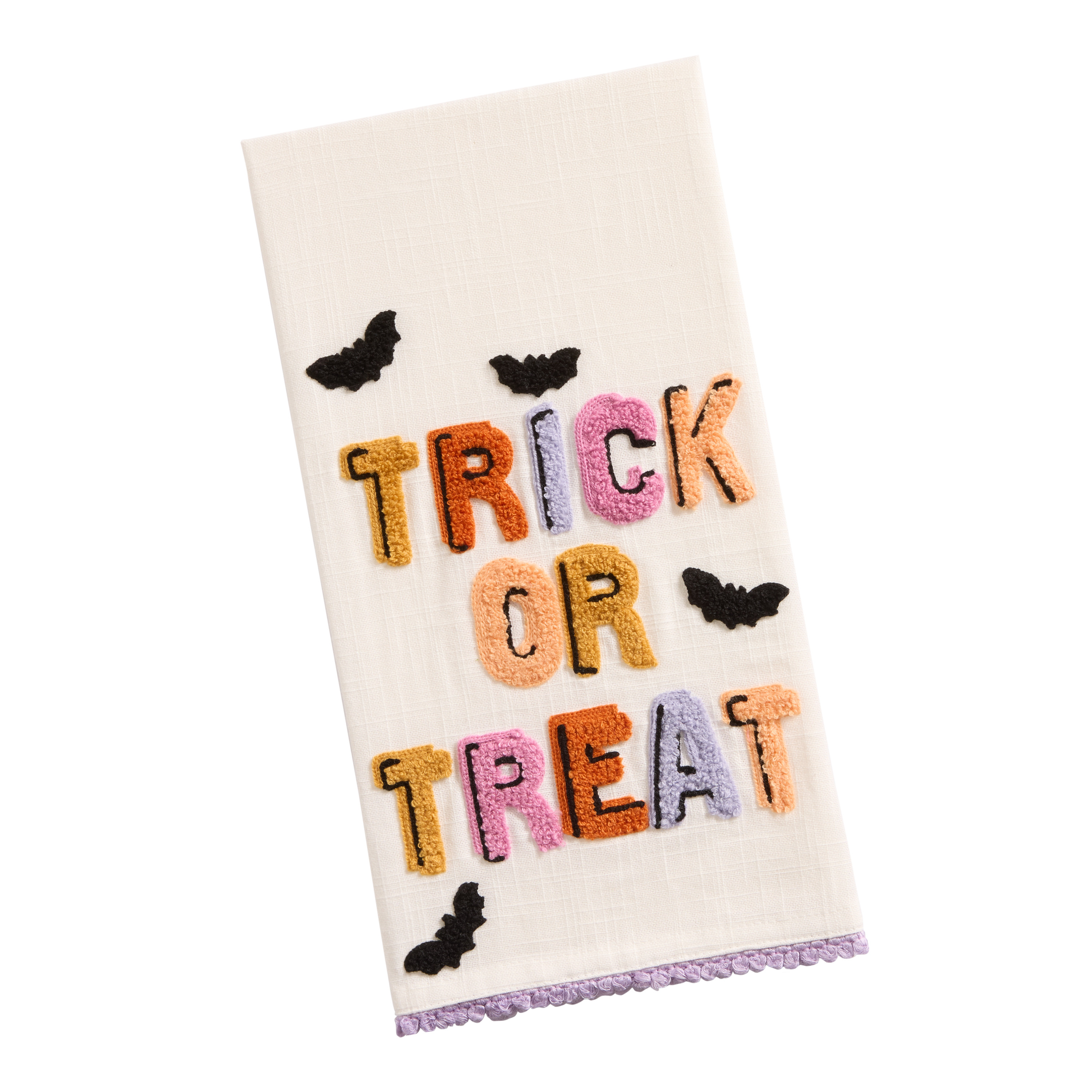 Multicolor Trick or Treat Embroidered Kitchen Towel | World Market