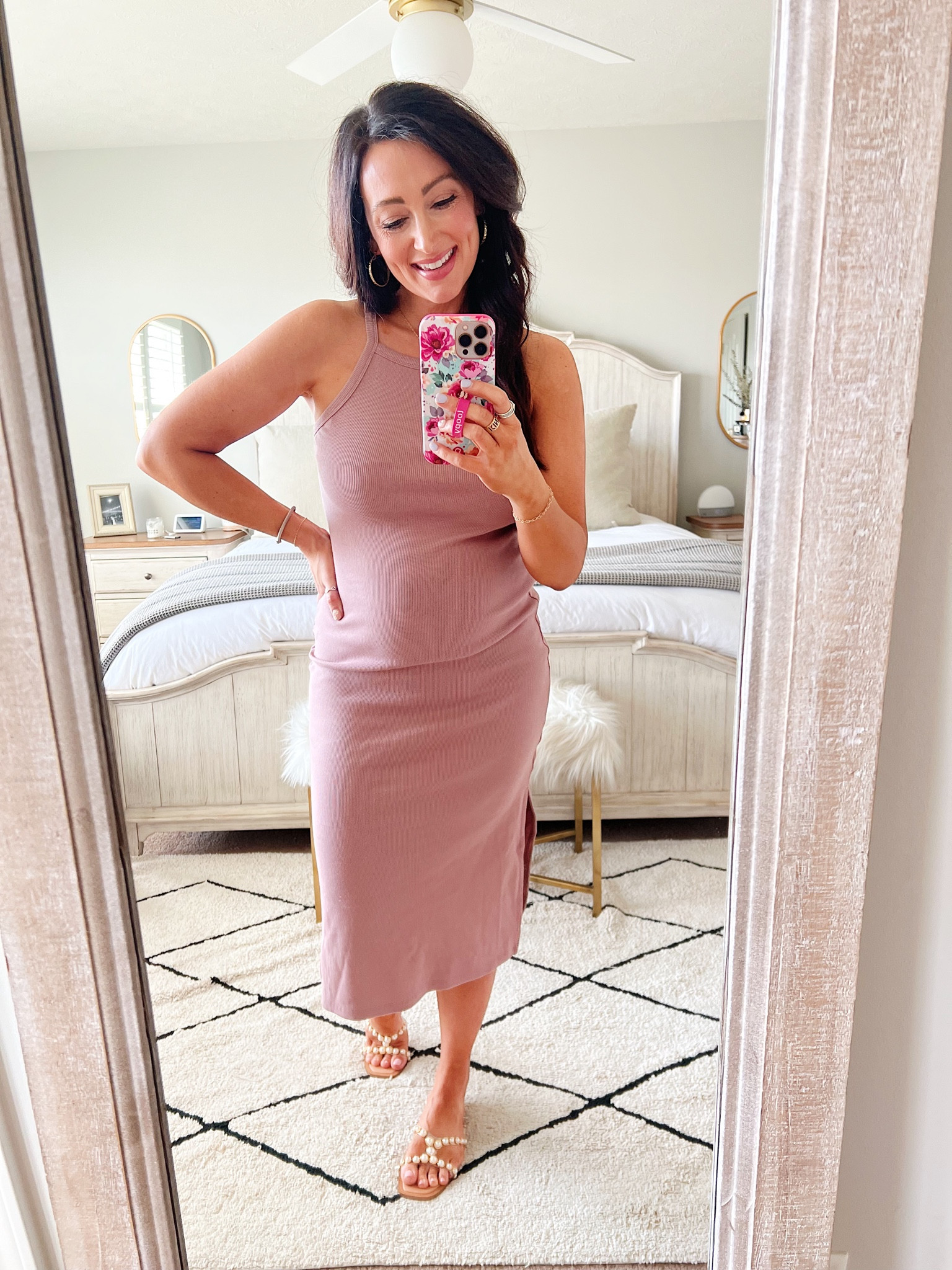 Cutest stretchy midi dress - in my true size small 

#LTKsalealert #LTKunder50 #LTKFind