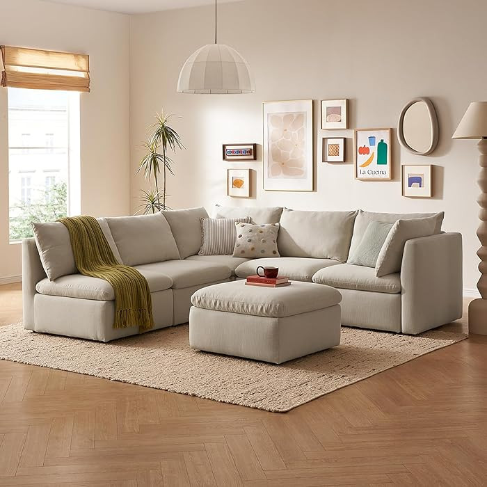 mopio Oversized Modular Sectional Sofa with Fully Removable Covers and Storage, Convertible U & L... | Amazon (US)