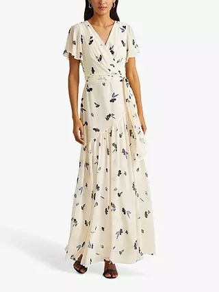 Lauren Ralph Lauren Erja Floral Maxi Dress, Cream/Blue | John Lewis (UK)