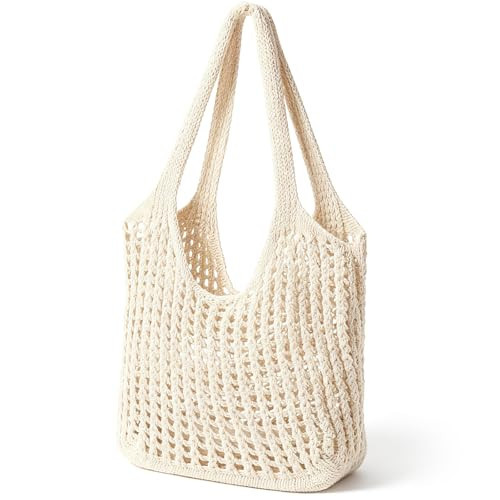 Tavaleu Crochet Tote Beach Bags for Women, Mesh Beach Tote Knit Bag, Summer Vacation Aesthetic Boho Hobo Shoulder Bag | Amazon (US)