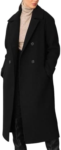 Flygo Womens Long Pea Coat Notch Lapel Double Breasted Trench Coat Fall Winter Overcoat Long Jack... | Amazon (US)