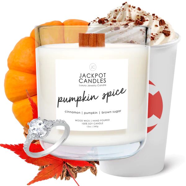 Pumpkin Spice Wooden Wick Jewelry Ring Candle | Jackpot Candles