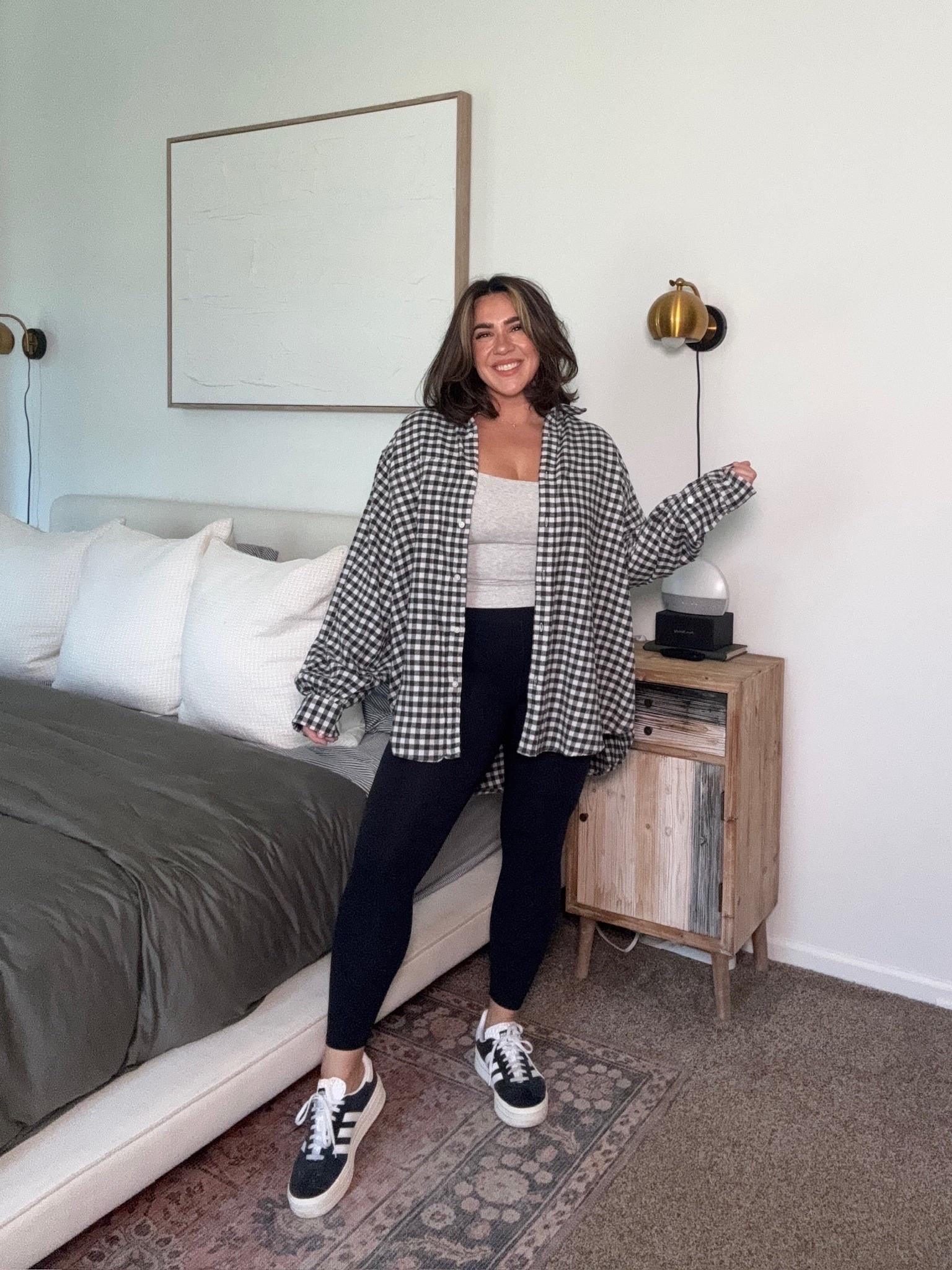 The coziest and softest flannels are back this year!! And they’re on sale - can’t beat the price for the quality. I sized UP to XL, I could even do L - but like this oversized look personally. Leggings size M, tank size M. Early fall outfit idea for moms! Leggings outfit. 

#LTKFindsUnder50 #LTKStyleTip #LTKSeasonal