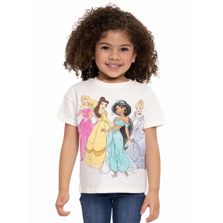 Disney Princess Toddler Girls Short Sleeve Crewneck T-Shirt, Sizes 12M-5T - Walmart.com | Walmart (US)