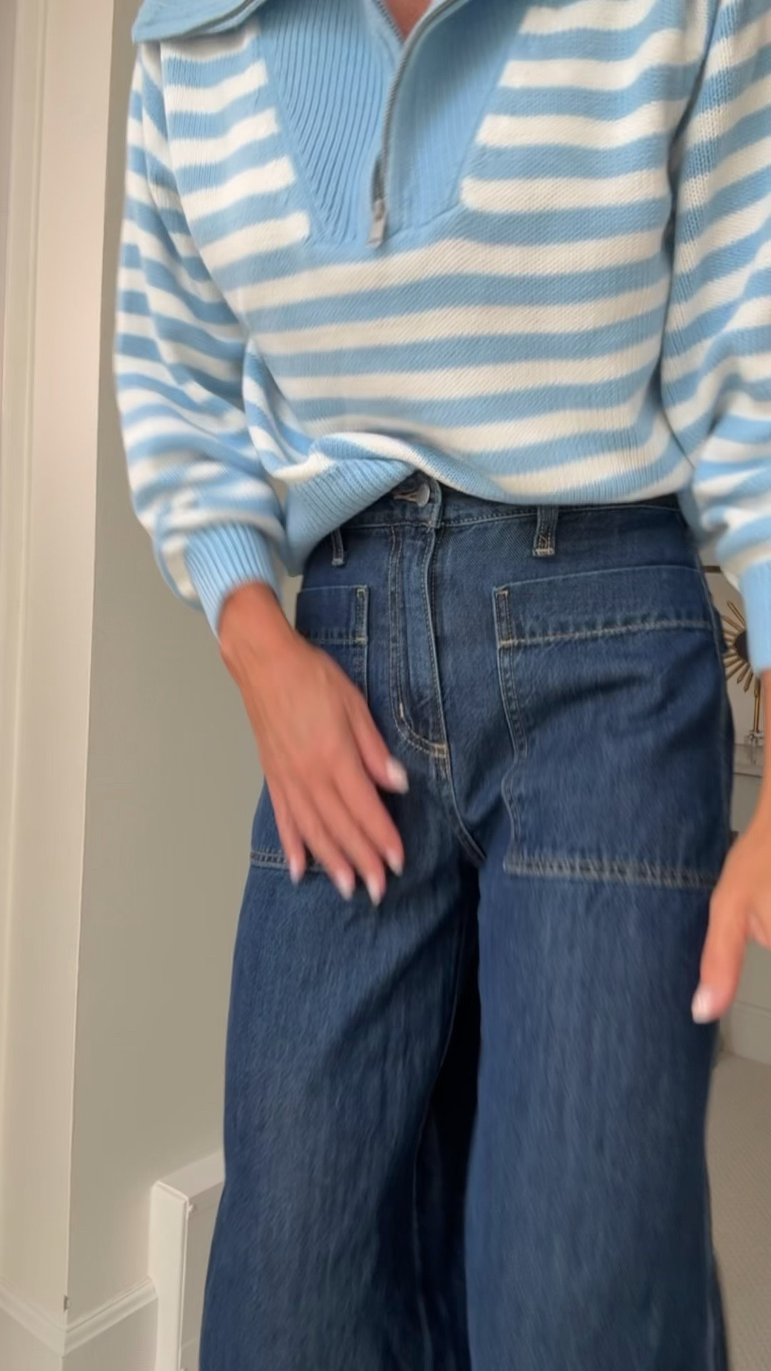 Target Haul Part 1
Blue and white striped sweater with wide legged dark wash jeans. Cute fall outfit idea

#LTKootd #LTKOver40 #LTKSeasonal