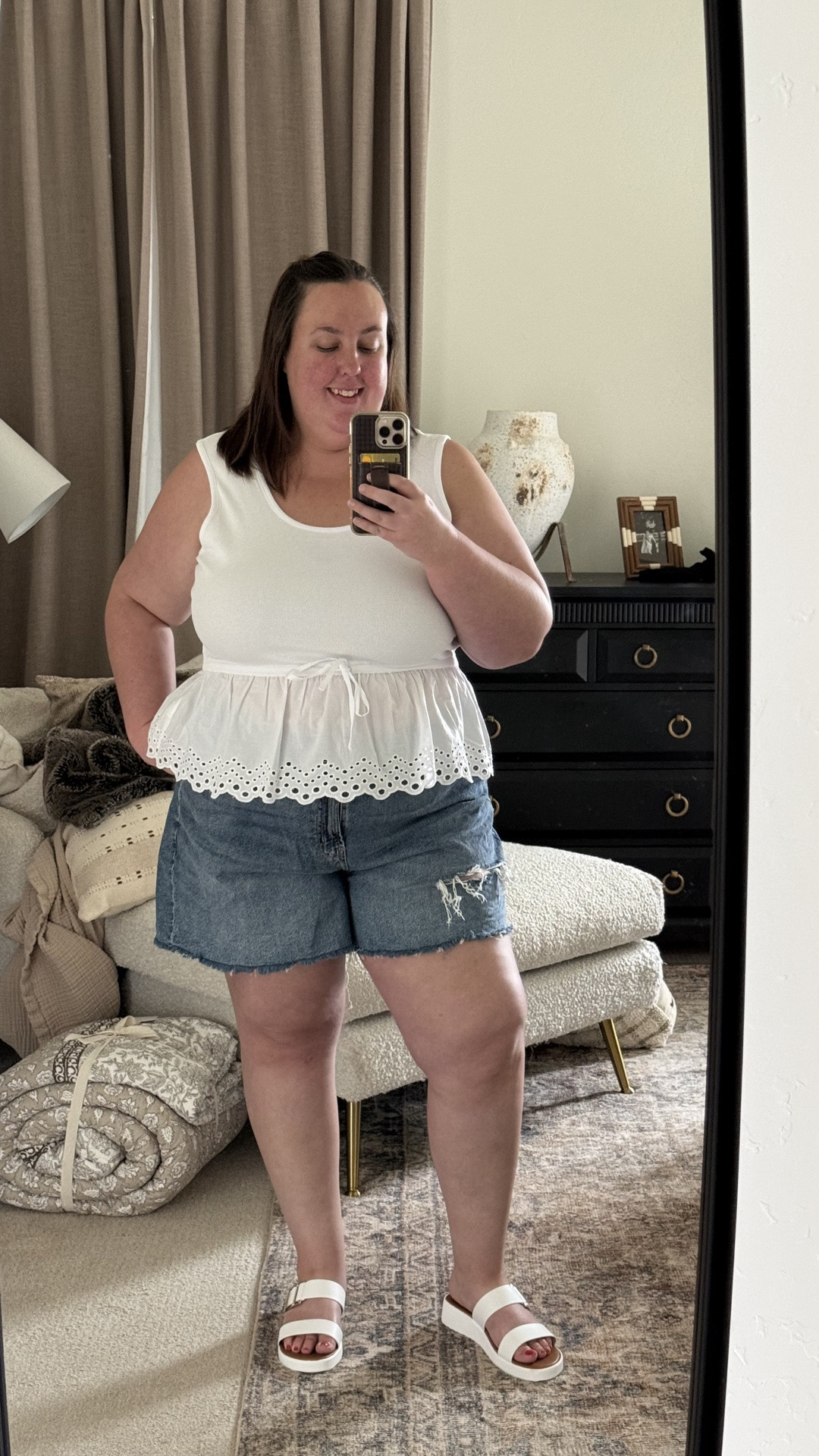 Proof that a cute summer outfit doesn’t have to be complicated. 🤍 This Walmart top is such a good find, paired with my favorite Old Navy denim shorts!

#LTKPlusSize #LTKootd