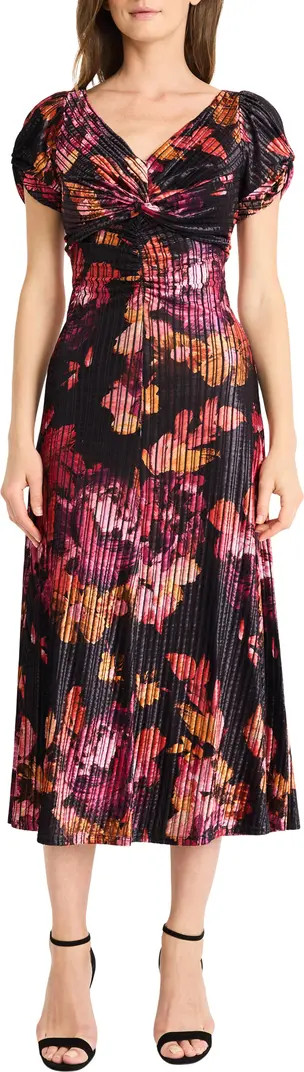 Floreal Puff Sleeve Midi Dress | Nordstrom