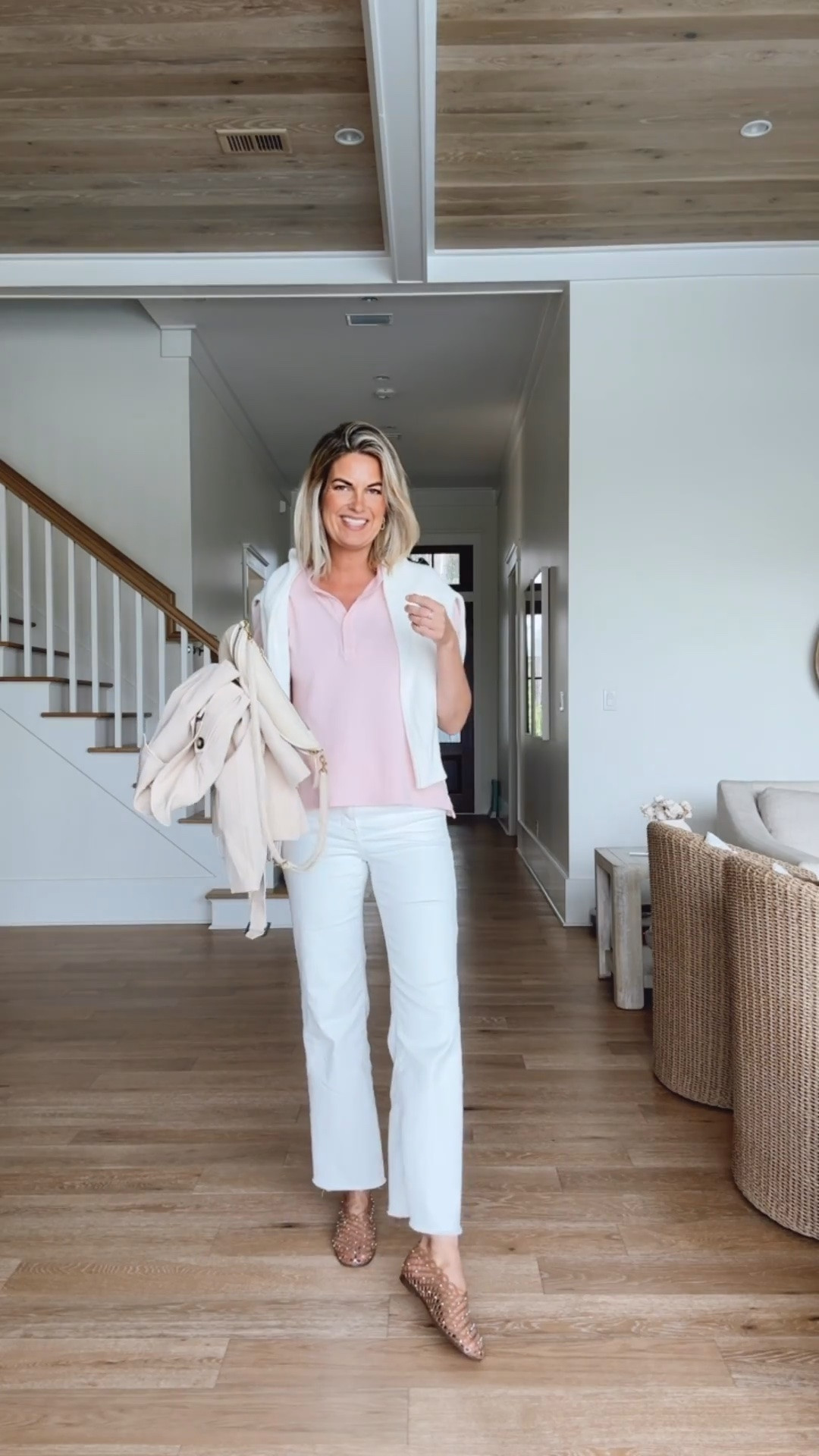 What my friend is borrowing for her Europe trip!  I am in small top and 27 tall white jeans. I am 5’11”.  Jelly shoes true to size.

#LTKootd #LTKTall #LTKTravel