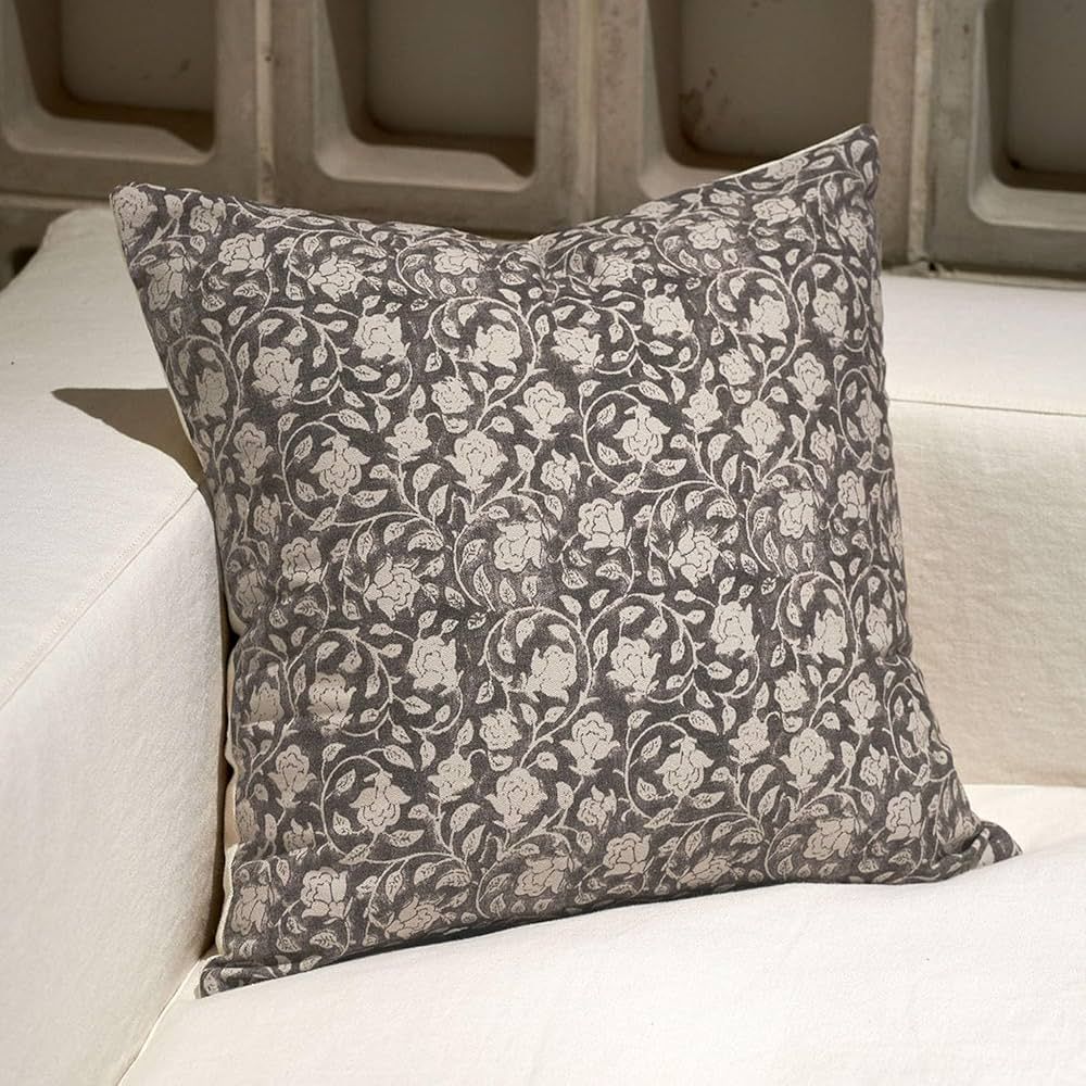 DOMVITUS Floral Pillow Covers 18x18, Throw Pillows for Couch, Block Print Pillow Cover, Decorativ... | Amazon (US)