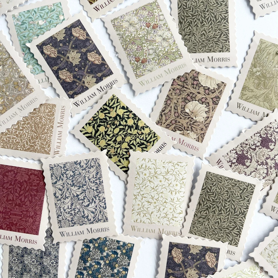 40 Vintage William Morris Inspired Stamp Stickers Muted - Etsy | Etsy (US)