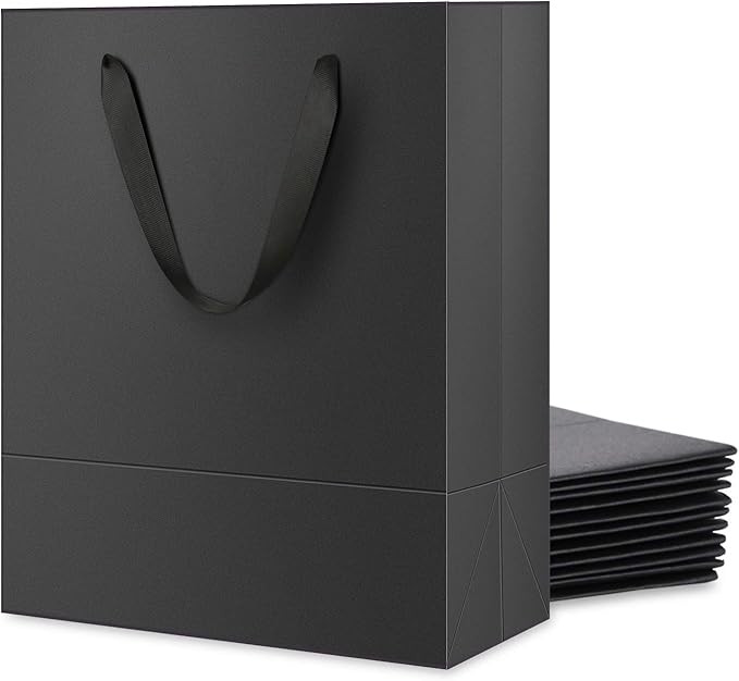 JINMING 12 Large Gift Bags 10x4.5x11 Inches, Matte Black Gift Bags, Premium Gift Bags with Handle... | Amazon (US)
