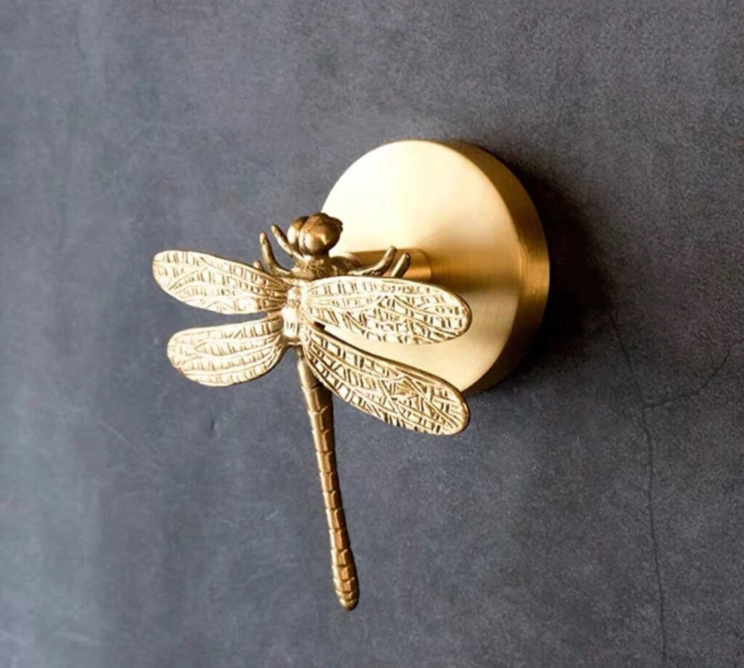Dragonfly Handmade Solid Brass Animal Hook, Bird Goldfish Butterfly Deer Bee Sandhill Cranes Snai... | Etsy (US)