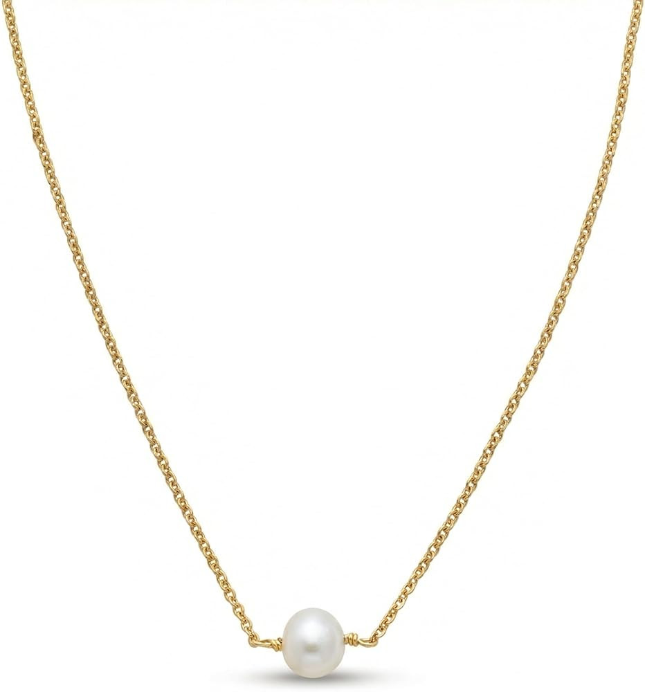 Made By Mary Pearl Choker Necklace – Freshwater Pearl Jewelry | Gold Vermeil Dainty Choker | Mi... | Amazon (US)