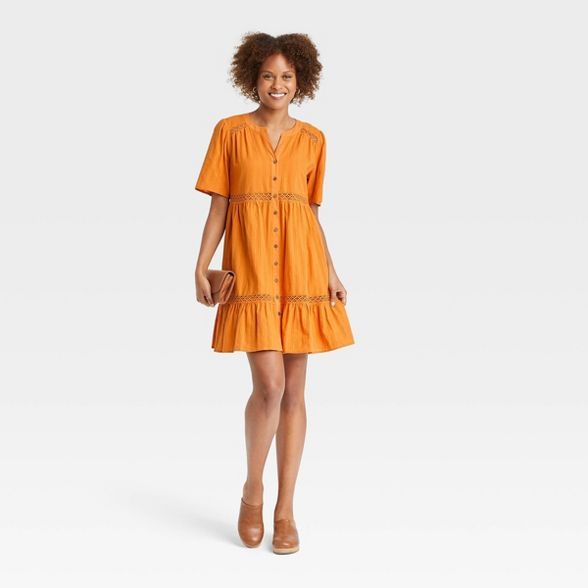 Women's Short Sleeve Lattice Detail Dress - Knox Rose™ | Target