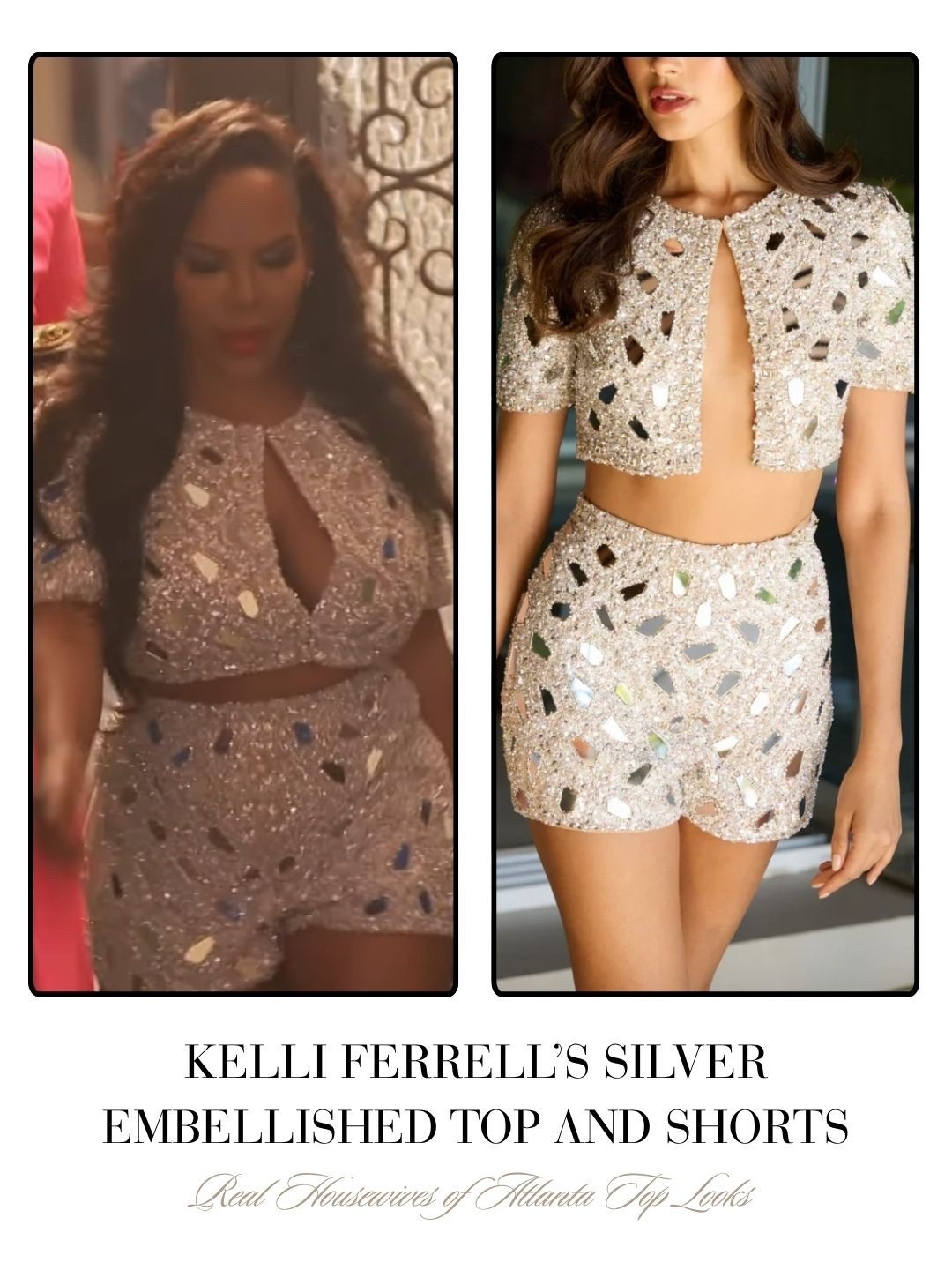 Kelli Ferrell’s Silver Embellished Top and Shorts