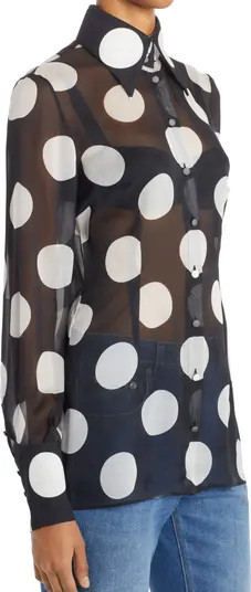 Dolce&Gabbana Polka Dot Print Silk Chiffon Blouse | Nordstrom | Nordstrom