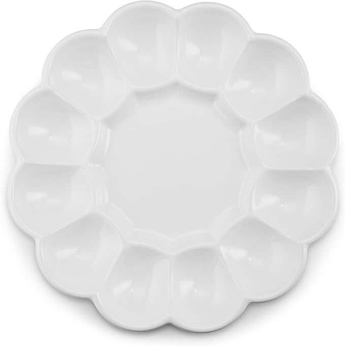 KooK Deviled Egg Platter Tray, Easter Egg Holder, Holds 12 Eggs, Ceramic Dish, Display Holder, Di... | Amazon (US)